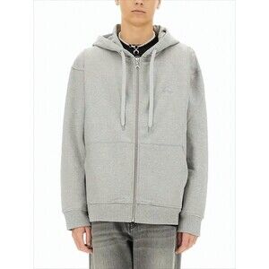 MARINE SERRE Relaxed Fit Grey Hoodie With Adjustable Hood And Zip Closure